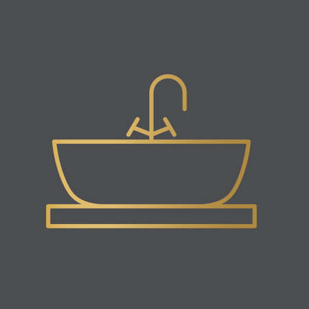 golden washbasin icon - vector illustrationのイラスト素材