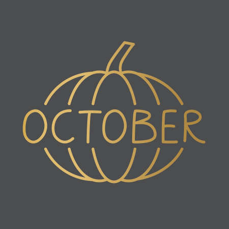 golden october word concept- vector illustrationのイラスト素材