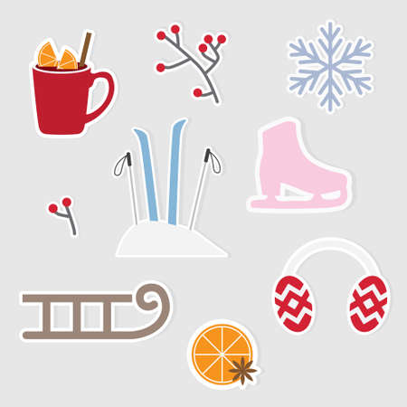 winter icons composition - vector illustrationのイラスト素材