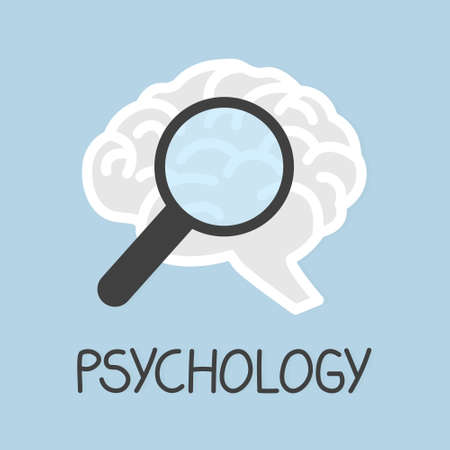 psychology concept, magnifier and brain icon - vector illustrationのイラスト素材