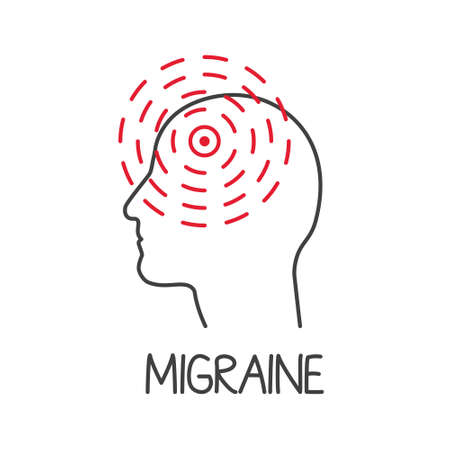 radiating migraine pain concept - vector illustrationのイラスト素材
