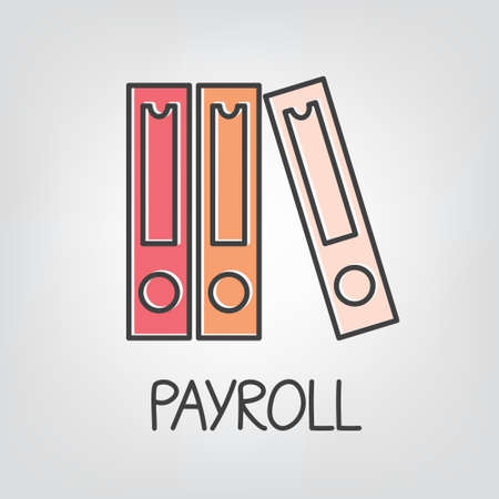 payroll word and colorful binders - vector illustrationのイラスト素材