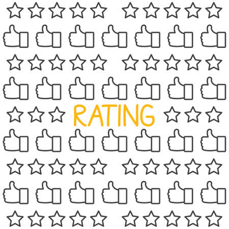 rating word and five star, thumb pattern - vector illustrationのイラスト素材