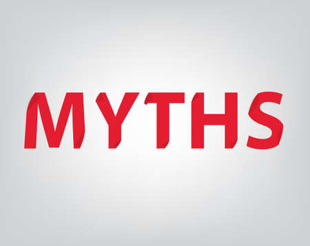 myths word concept, folded paper effect- vector illustration