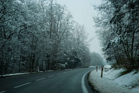 dark moody winter road