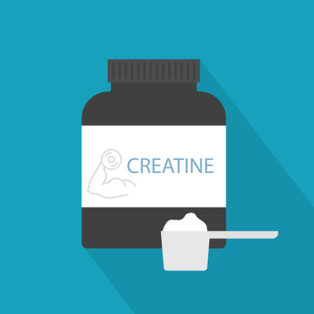 sport nutrition creatine powder package- vector illustrationのイラスト素材