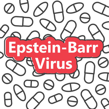 Epstein â Barr virus written on medical pills pattern - vector illustrationのイラスト素材