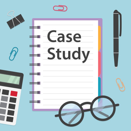 case study written in spiral notebook - vector illustrationのイラスト素材