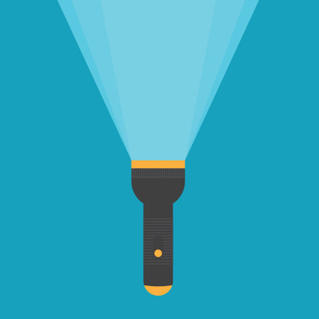 flashlight beam on blue background - vector illustrationのイラスト素材