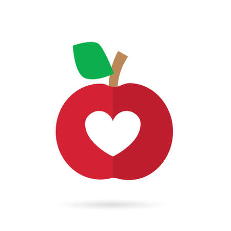 two halves of an apple with heart, perfect match in love, Valentine's Day concept- vector illustrationのイラスト素材