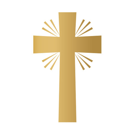 golden christian catholic holy cross icon- vector illustrationのイラスト素材