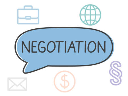 negotiation written in speech bubble - vector illustrationのイラスト素材