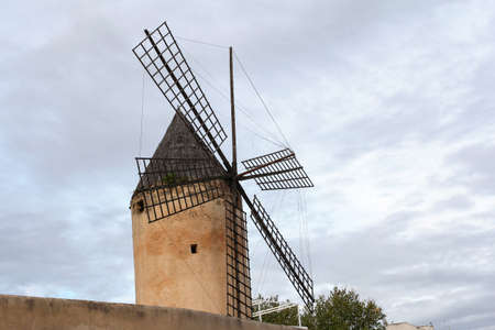 traditional windmill in old town of Palma de Mallorca, Mallorca, Balearic Islands, Spainの写真素材