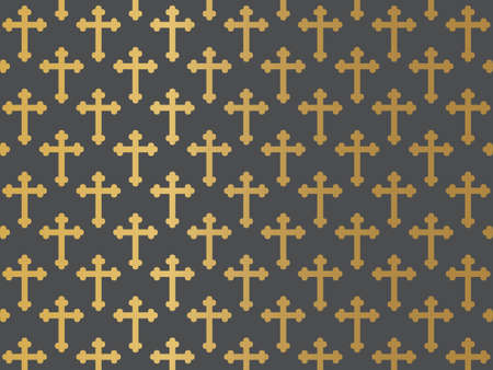 golden christian religion cross pattern - vector illustrationのイラスト素材