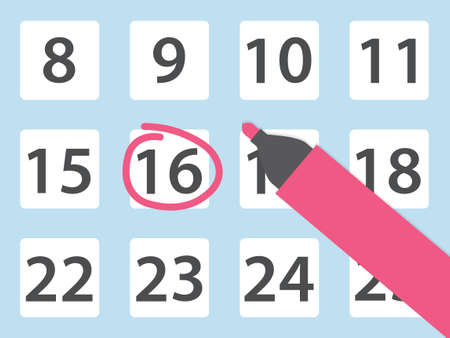 marking a date on the calendar, event reminder notification vector illustrationのイラスト素材