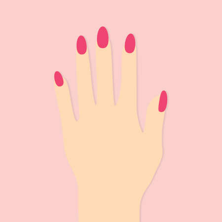 female hand with pink nails vector illustrationのイラスト素材