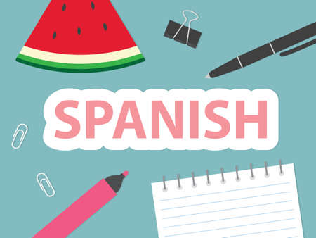 learning spanish language concept - vector illustrationのイラスト素材