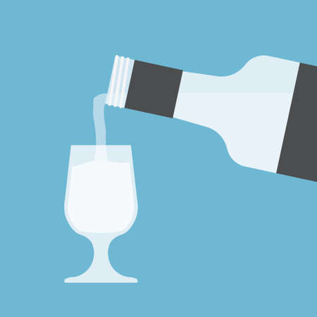 pouring shot of vodka - vector illustrationのイラスト素材