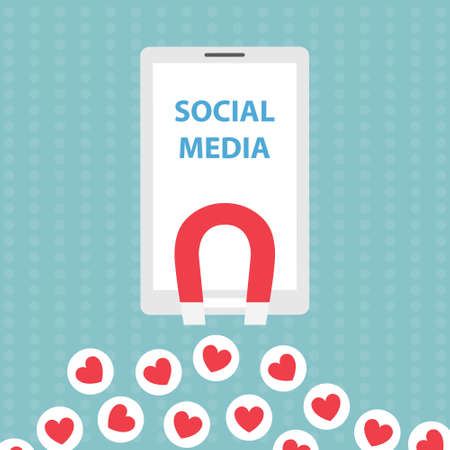 social media attracting like a magnet concept- vector illustrationのイラスト素材