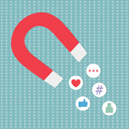 social media attracting like a magnet concept- vector illustrationのイラスト素材