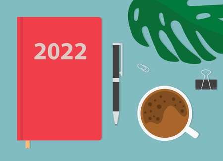 concept of planing 2022 year- vector illustrationのイラスト素材