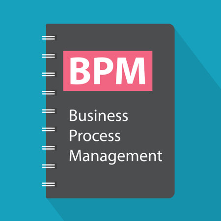 BPM Business Process Management written on spiral notebook- vector illustration