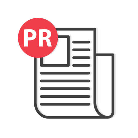 PR (Public Relations) acronym newspaper icon- vector illustrationのイラスト素材