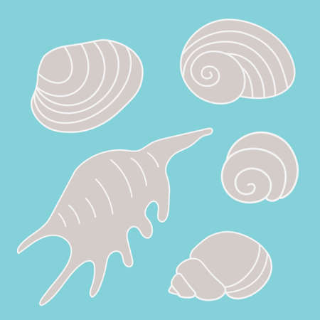 set of linear shell icons- vector illustrationのイラスト素材