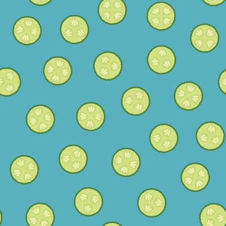 seamless cucumber slice pattern- vector illustrationのイラスト素材
