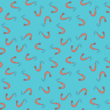 seamless shrimp pattern- vector illustrationのイラスト素材