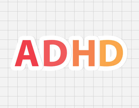 ADHD Attention Deficit Hyperactivity Disorder written on checkered paper- vector illustrationのイラスト素材