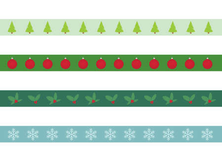 stripes with christmas patterns - vector illustrationのイラスト素材