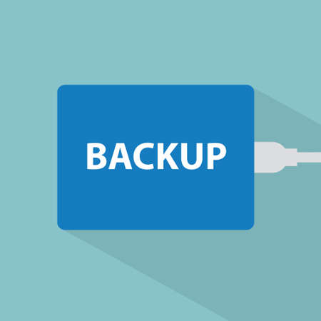 backup, data storage on external hard drive vector illustrationのイラスト素材