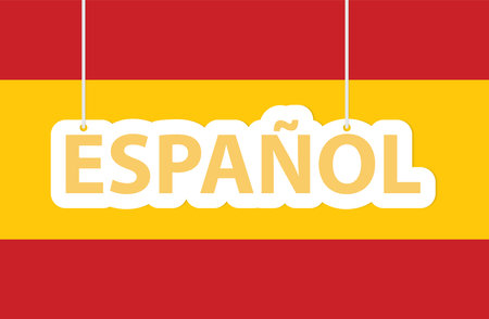 espanol (spanish language) banner over spanish flag  vector illustrationのイラスト素材