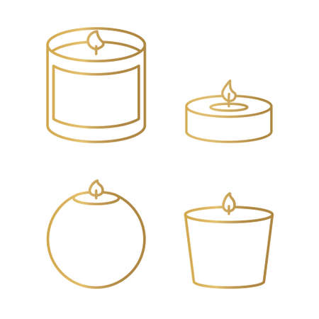 golden scented candle icon set- vector illustrationのイラスト素材