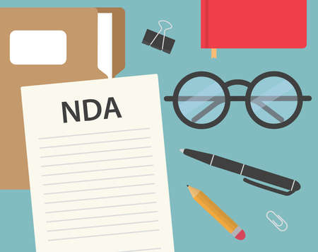 document with NDA, Non-Disclosure Agreement on office desk - vector illustrationのイラスト素材