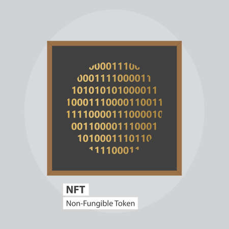 piece of art in a gallery, concept of NFT Non-Fungible Token, crypto art technology- vector...