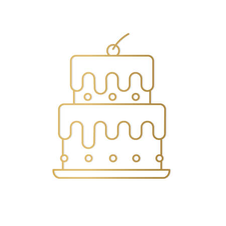 golden birthday cake icon - vector illustrationのイラスト素材