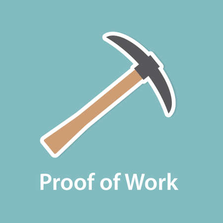 POW Proof of Work and pick ax icon- vector illustration
