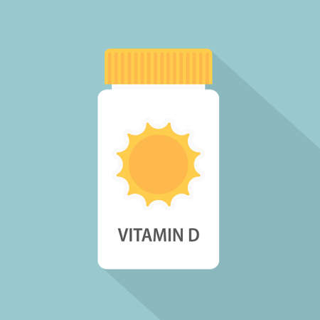 bottle with vitamin d pills- vector illustrationのイラスト素材