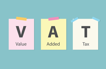 VAT Value Added Tax written on memory papers- vector illustrationのイラスト素材