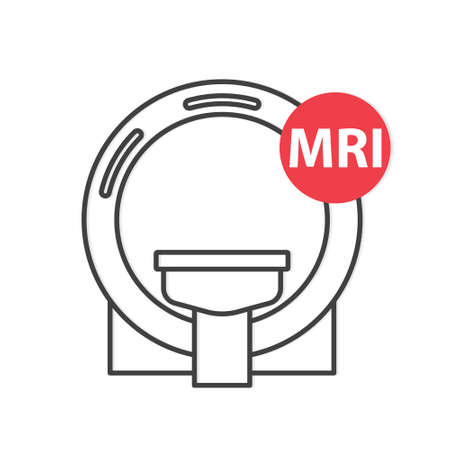 MRI (Magnetic Resonanse Imaging) acronym and resonanse machine icon- vector illustrationのイラスト素材