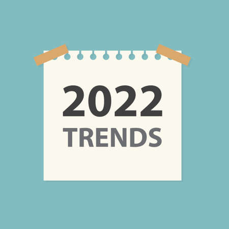 2022 trends written on a sheet of a spiral notebook - vector illustrationのイラスト素材
