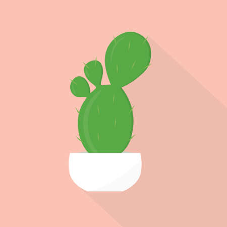 green cactus plant in white pot- vector illustrationのイラスト素材