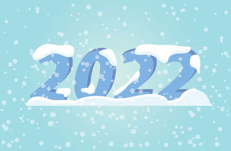 snowy 2022 year banner- vector illustrationのイラスト素材