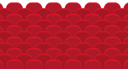 empty red chairs of the cinema, theater background- vector illustrationのイラスト素材