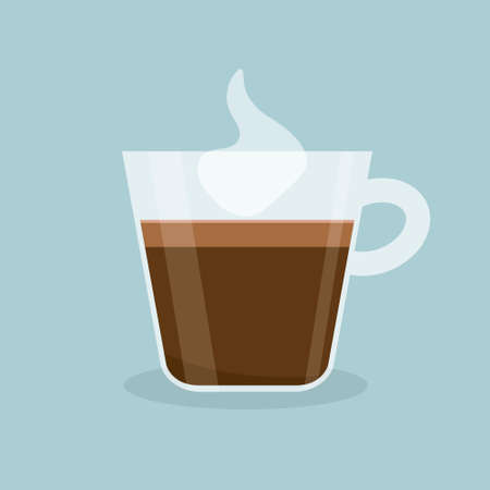 espresso glass cup with steam- vector illustrationのイラスト素材