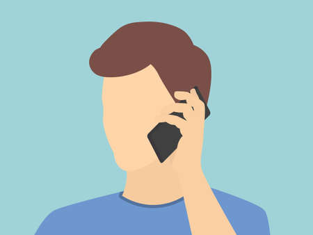 young man talking on the mobile phone - vector illustrationのイラスト素材