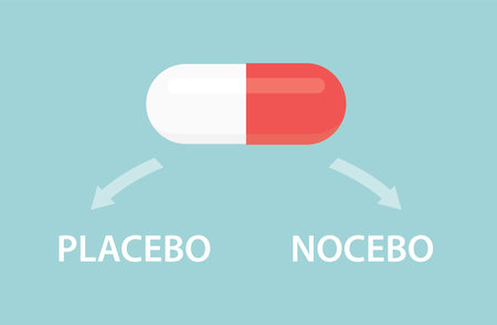 placebo and nocebo effects concept - vector illustrationのイラスト素材