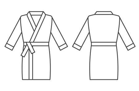 front and back of men's bathrobe- vector illustrationのイラスト素材